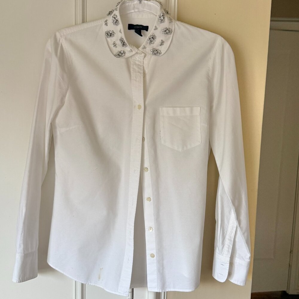 J Crew Rhinestone Collar Button Down Size 4